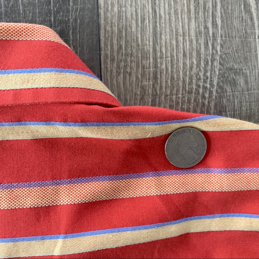 Bugatchi Uomo Long Sleeve Shirt - Striped Orange - Picture 6 of 6